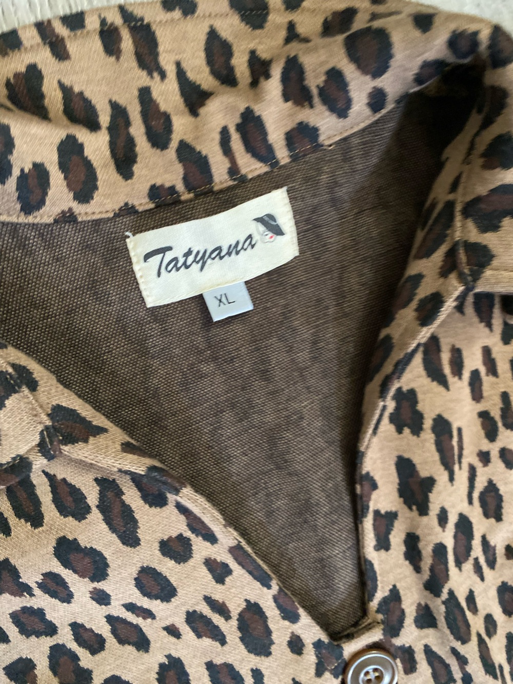 Tatyana Leopard-Print Button Swing Dress in Brown and Black Size XL - Picture 2 of 4